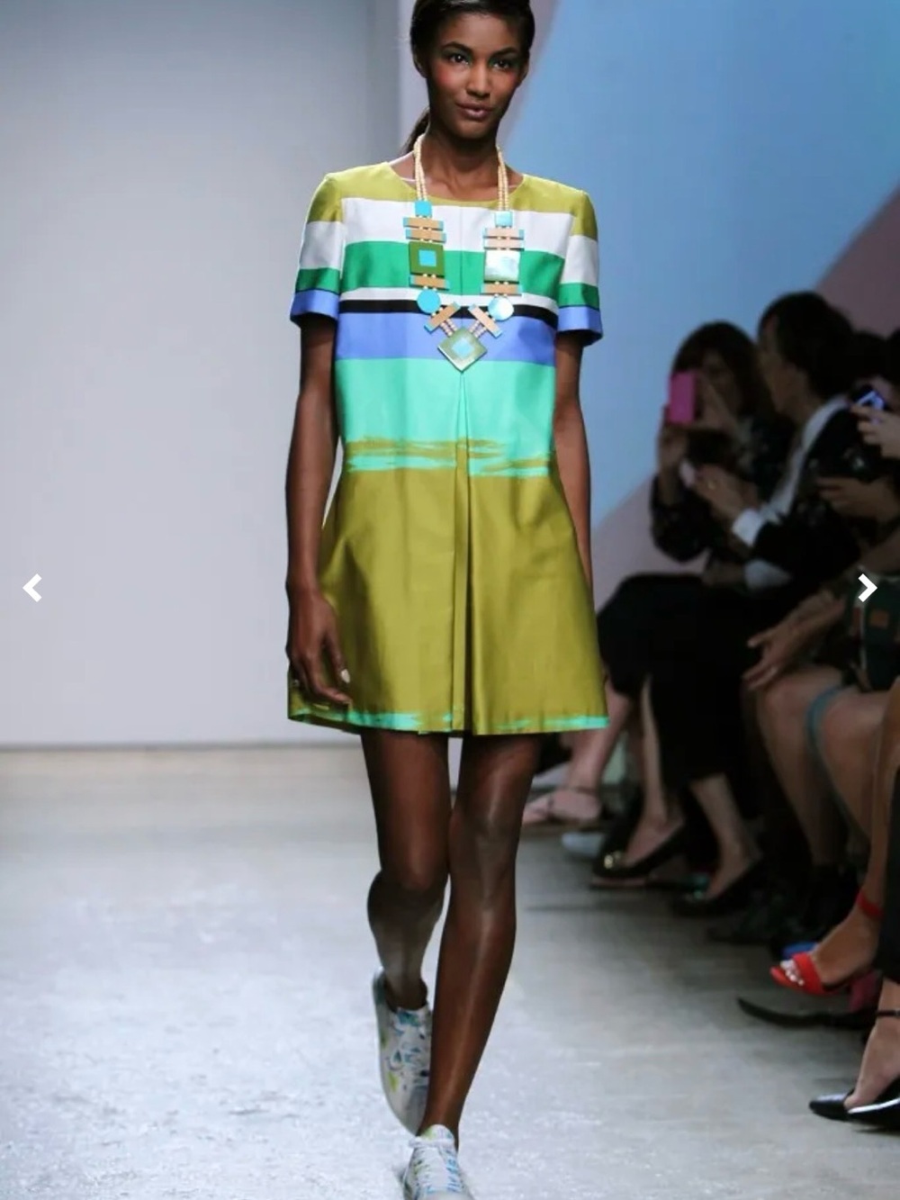 Marimekko “Pastelli” color-blocked shift dress in blues and greens